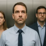 지독한 방귀냄새를 참고있는 엘리베이터 안 모습